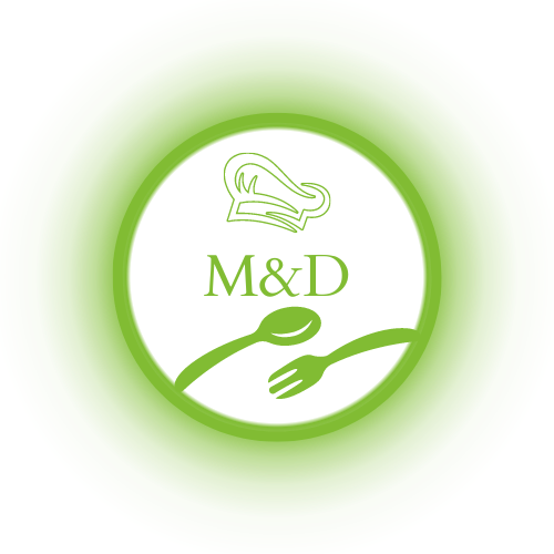 Logotyp Usługi Gastronomiczne M&D zielony
